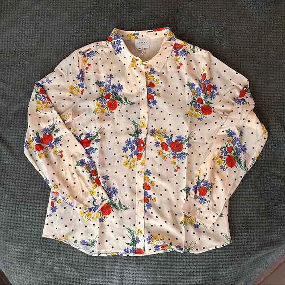 NWT Sézane Anne 100% Silk shirt - Poppy print - Picture 4 of 9